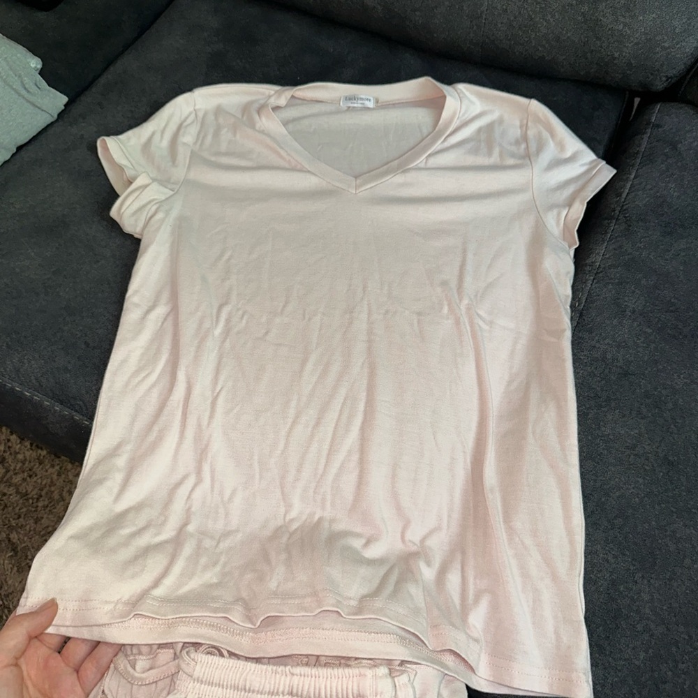 Light Pink Ruffle Pajama Set - Picture 7 of 7